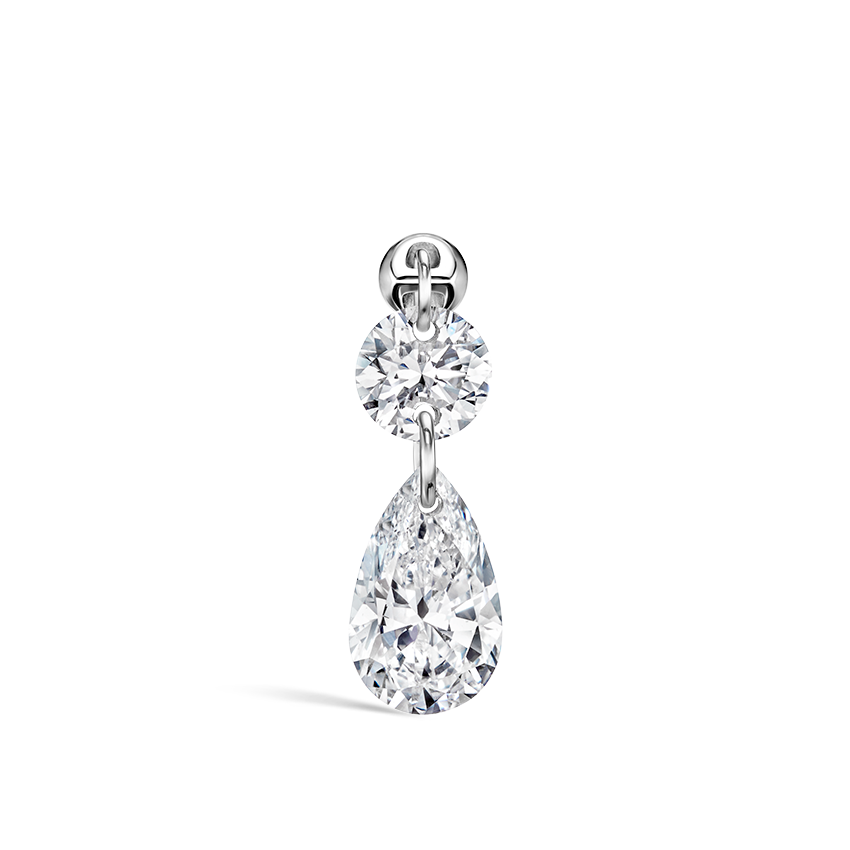 Floating Double Diamond Threaded Charm Earring With Titanium Backing