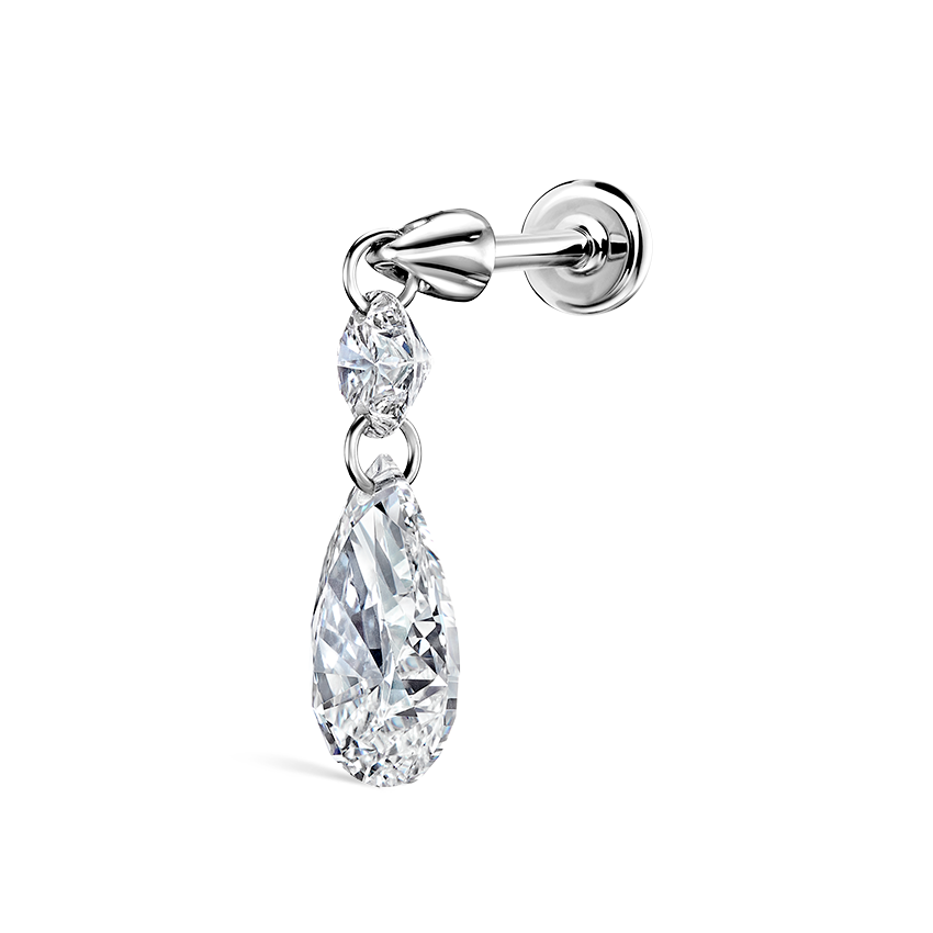 Floating Double Diamond Threaded Charm Earring With Titanium Backing