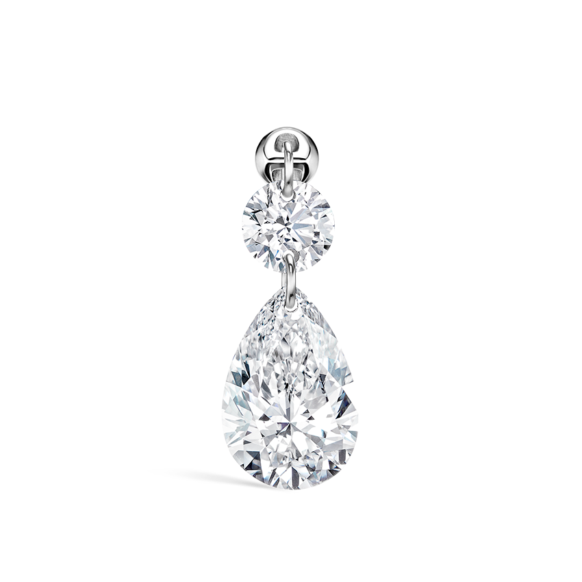 Floating Double Diamond Threaded Charm Earring With Titanium Backing