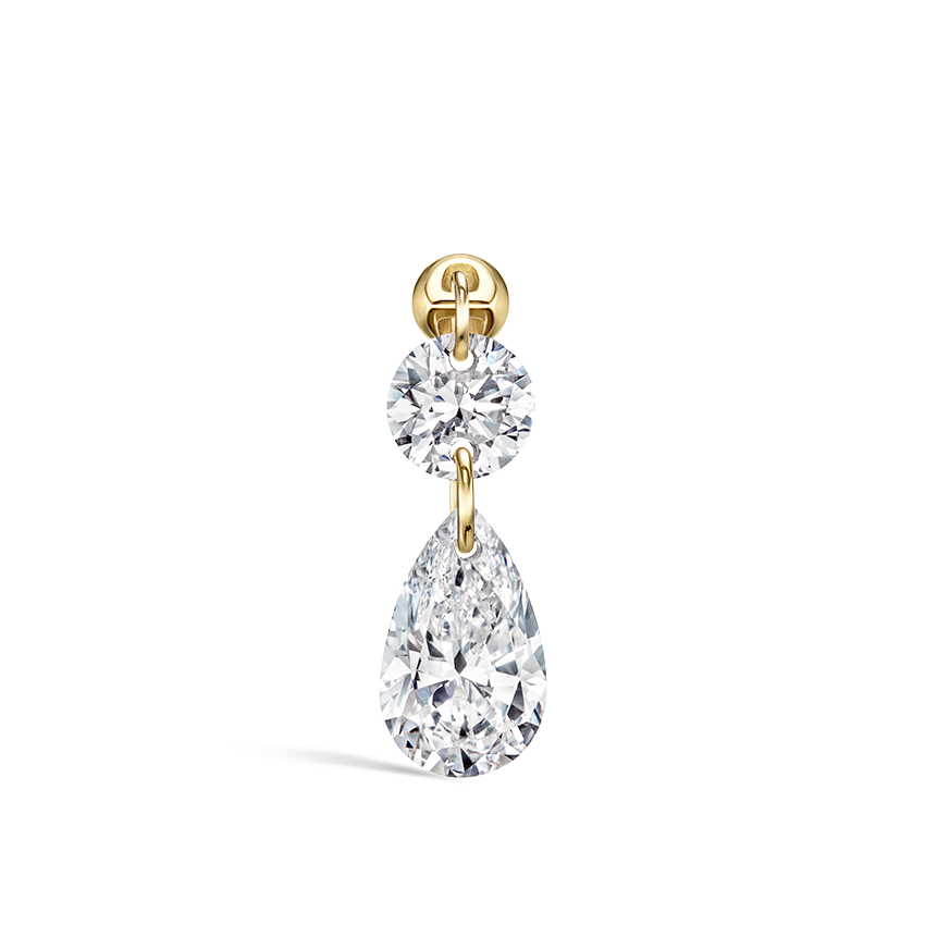 Floating Double Diamond Threaded Charm Earring With Titanium Backing