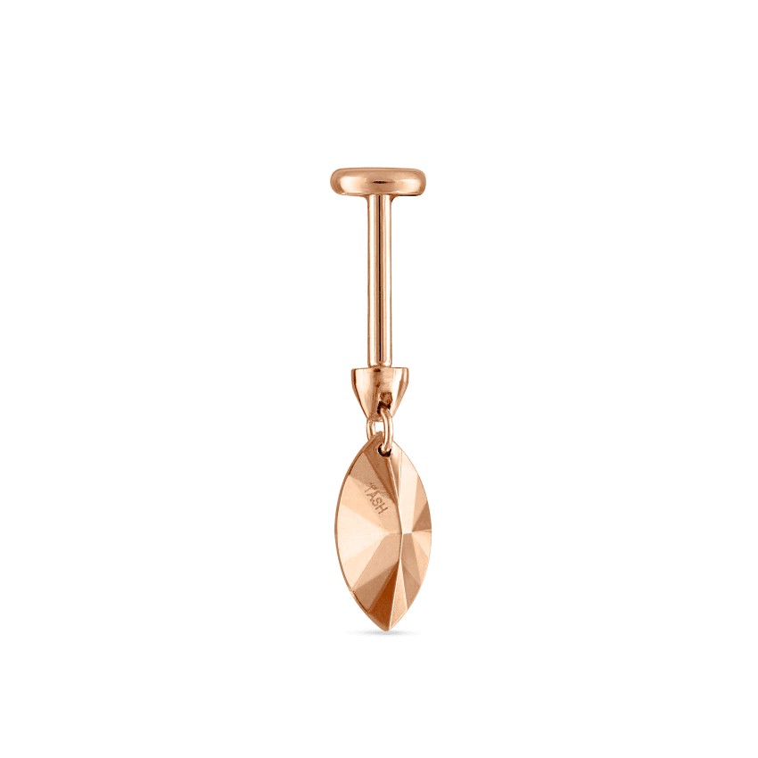 Faceted Gold Marquise Threaded Charm Earring With Titanium Backing
