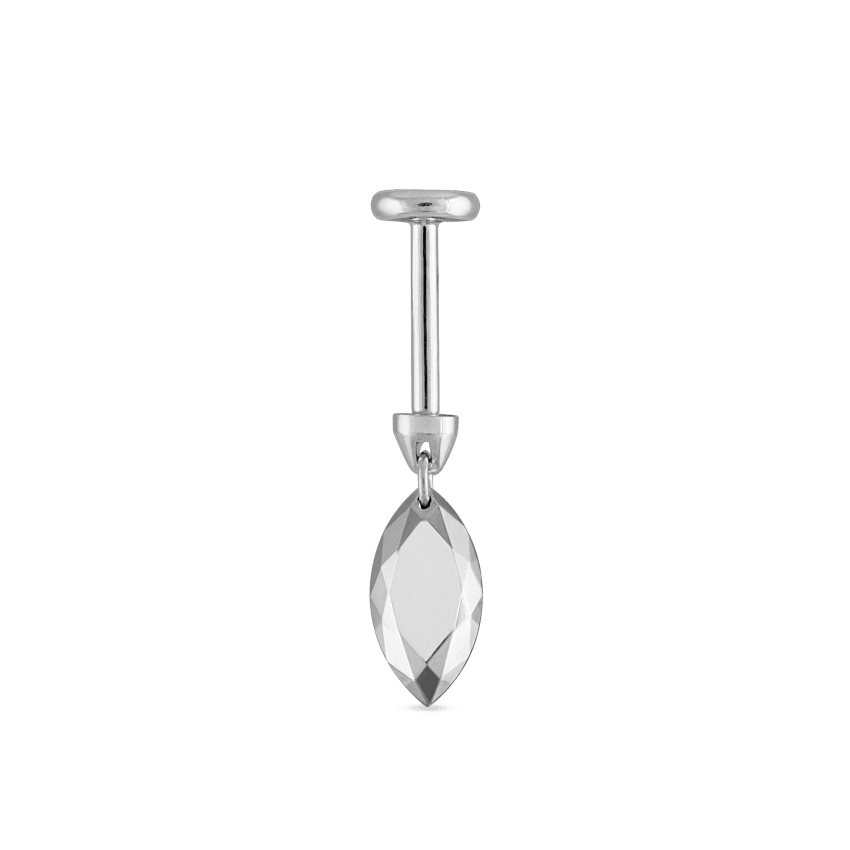 Faceted Gold Marquise Threaded Charm Earring With Titanium Backing