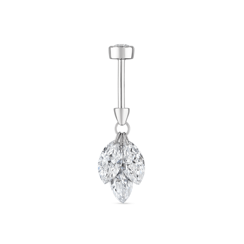 Floating Diamond Plume Threaded Charm Earring With Titanium Backing