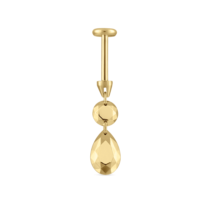 Double Faceted Gold Threaded Charm Stud Earring With Titanium Backing
