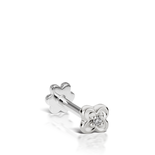 Diamond Lucky Clover Threaded Stud Earring