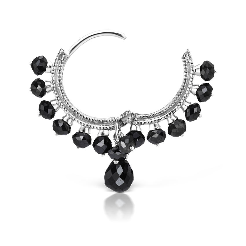 Black Diamond Coronet with Briolette Hoop Earring