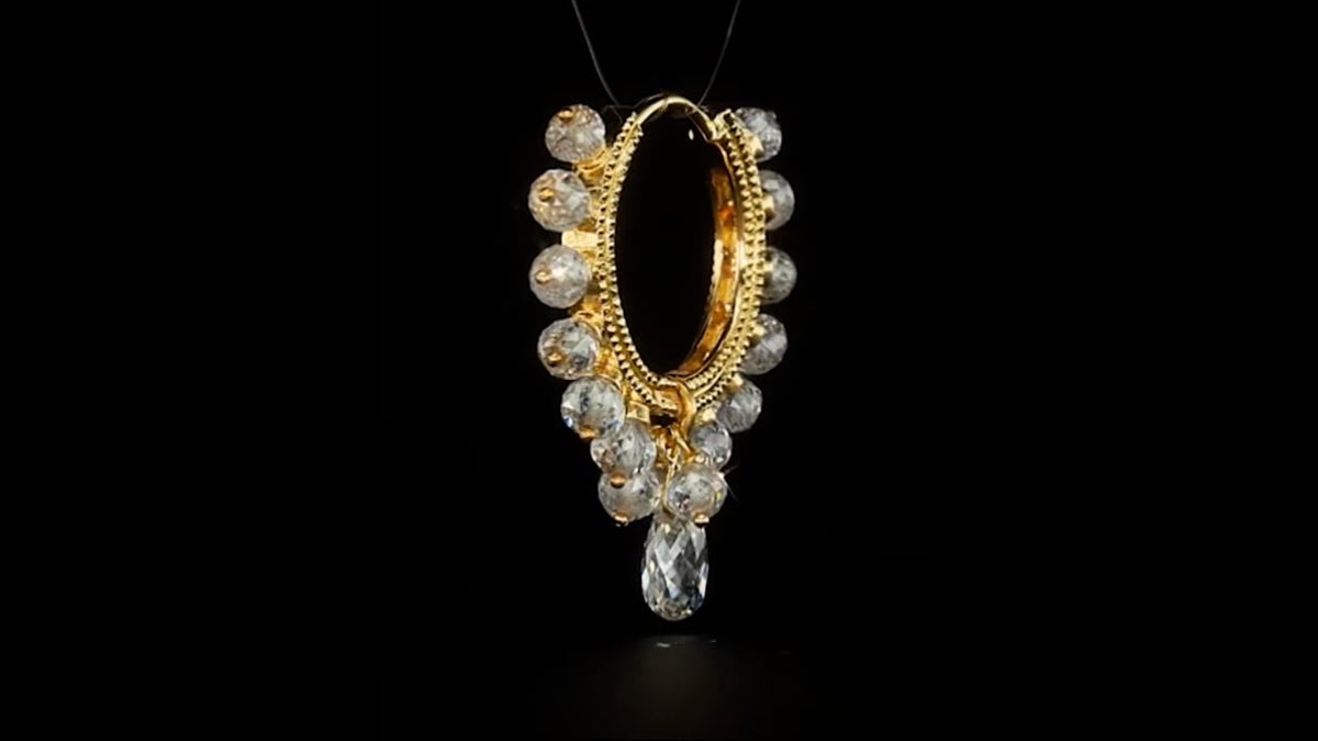 Diamond Coronet with Briolette Hoop Earring