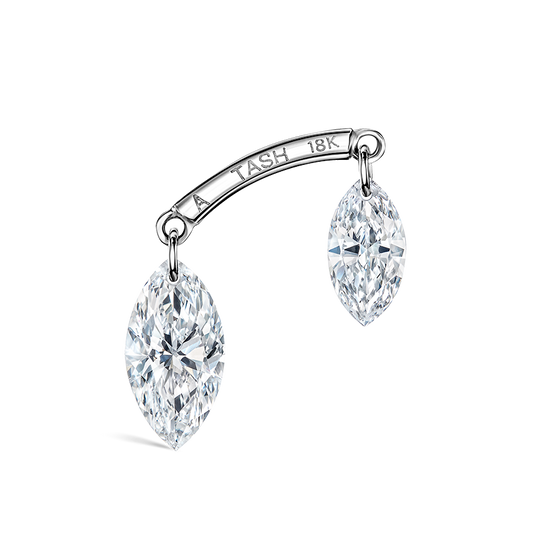 Floating Double Marquise Diamond Drape Threaded Stud Earring With Titanium Backing