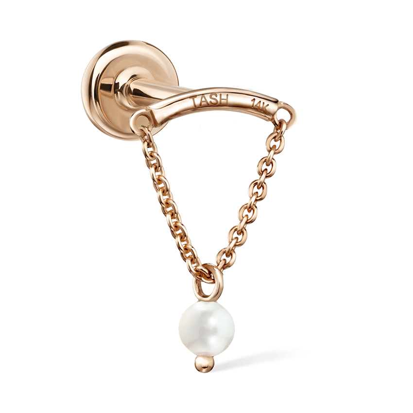 Pearl Drape Threaded Stud Earring With Titanium Backing