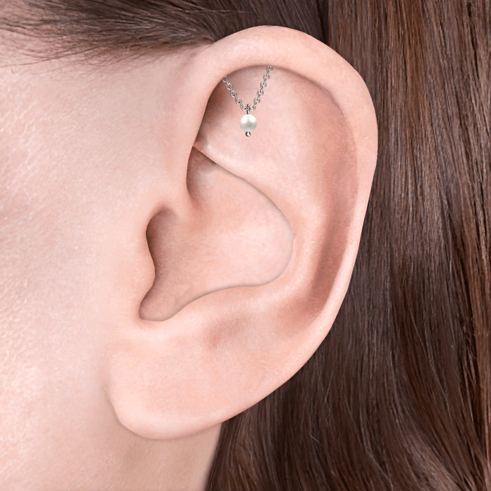 Pearl Drape Threaded Stud Earring With Titanium Backing