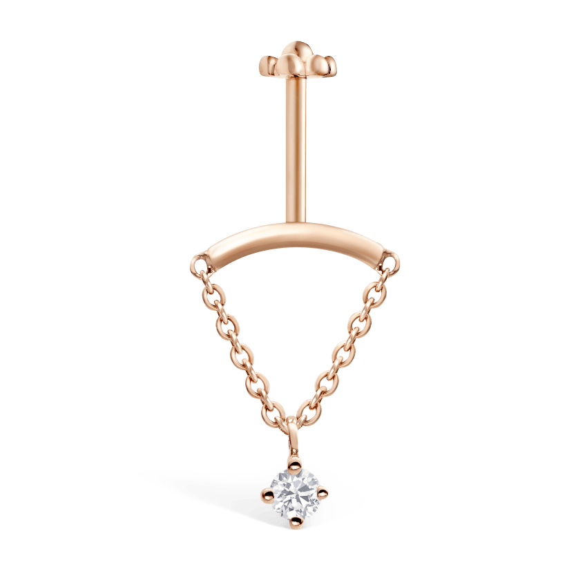 Prong Set Diamond Drape Threaded Stud Earring With Titanium Backing