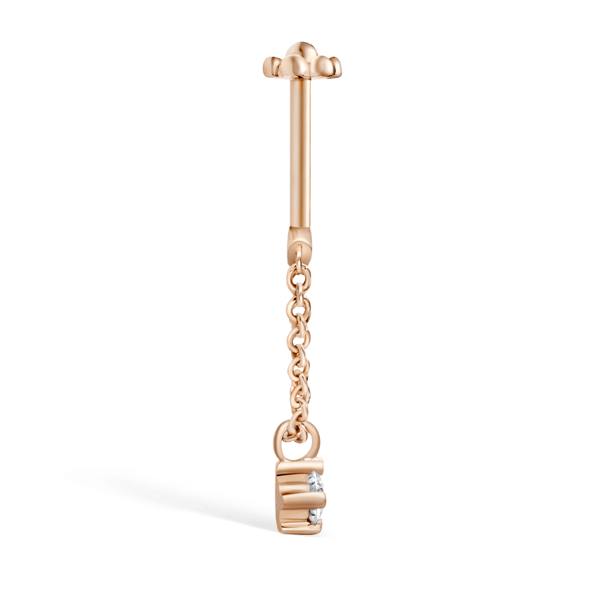 Prong Set Diamond Drape Threaded Stud Earring With Titanium Backing