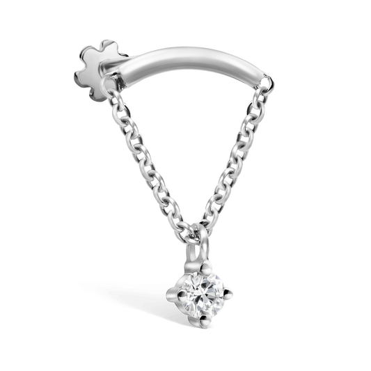 Prong Set Diamond Drape Threaded Stud Earring With Titanium Backing