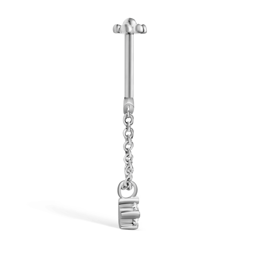 Prong Set Diamond Drape Threaded Stud Earring With Titanium Backing