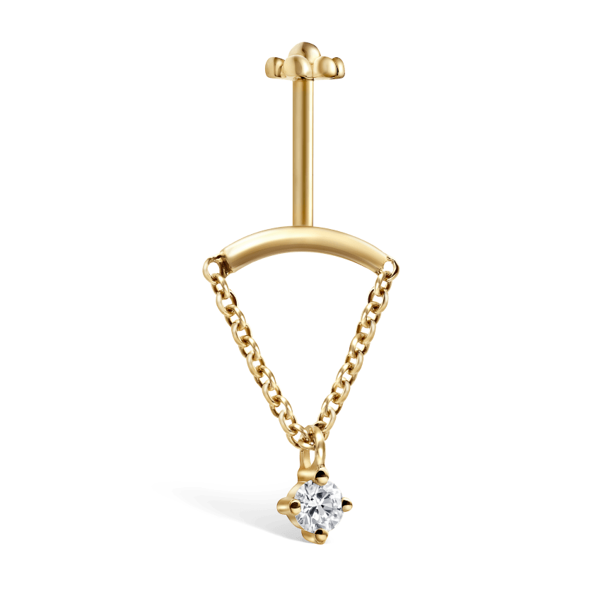 Prong Set Diamond Drape Threaded Stud Earring With Titanium Backing