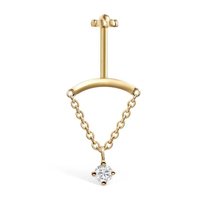 Prong Set Diamond Drape Threaded Stud Earring With Titanium Backing