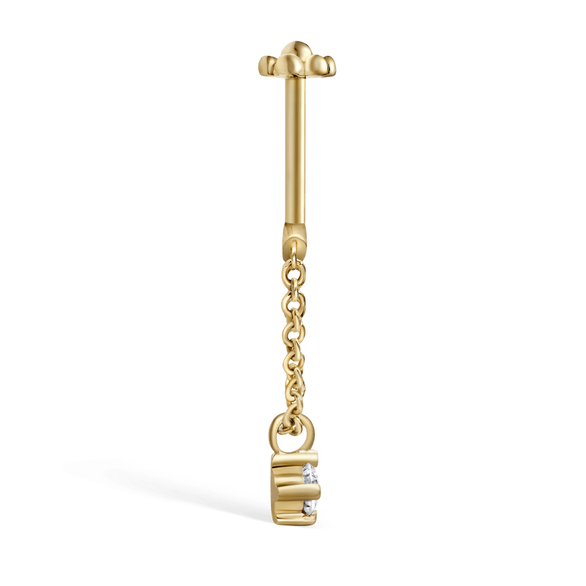 Prong Set Diamond Drape Threaded Stud Earring With Titanium Backing