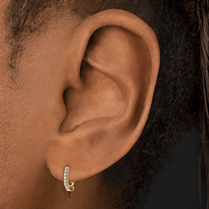 Tiger's Eye Short Spike Diamond Eternity Hoop Earring
