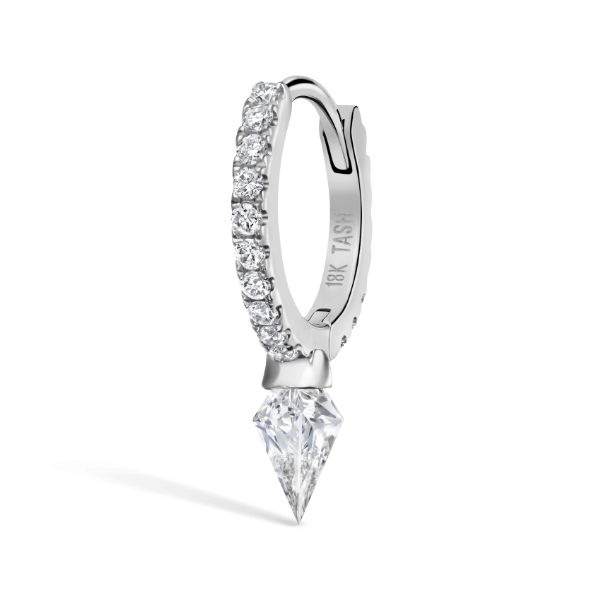 Silhouette Diamond Short Spike Eternity Hoop Earring