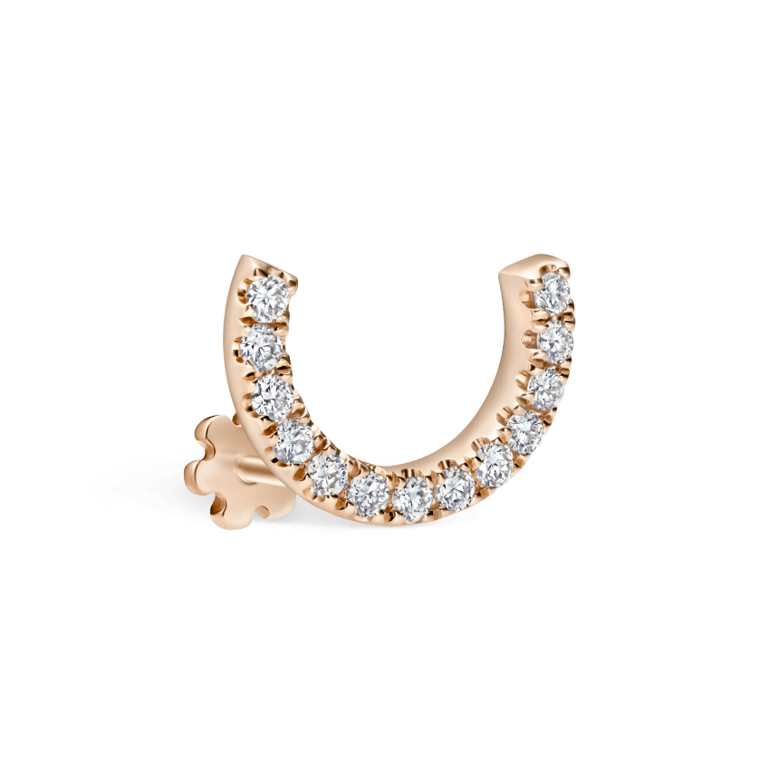 Prong Set Diamond Demi Eternity Threaded Stud Earring With Titanium Backing