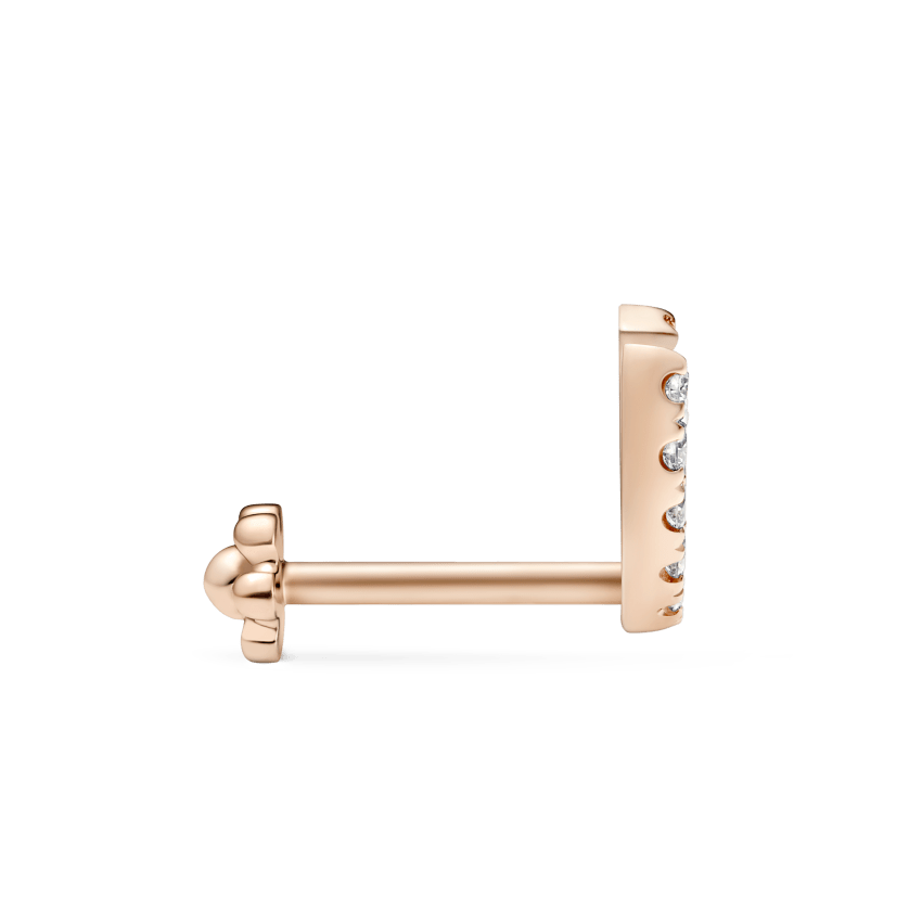 Prong Set Diamond Demi Eternity Threaded Stud Earring With Titanium Backing