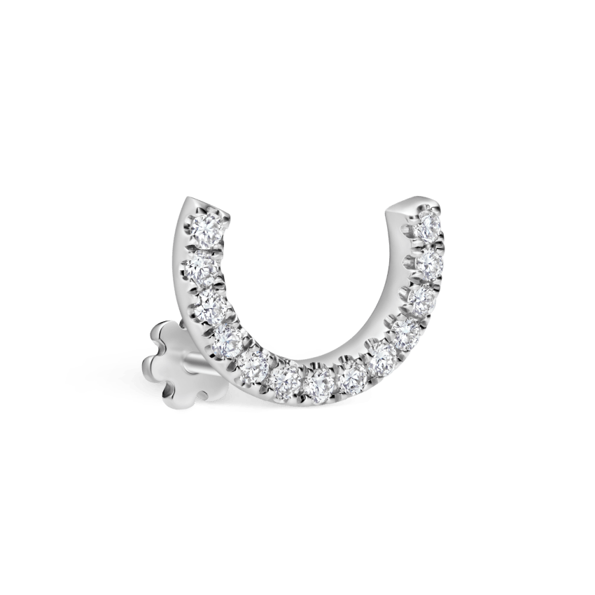 Prong Set Diamond Demi Eternity Threaded Stud Earring With Titanium Backing
