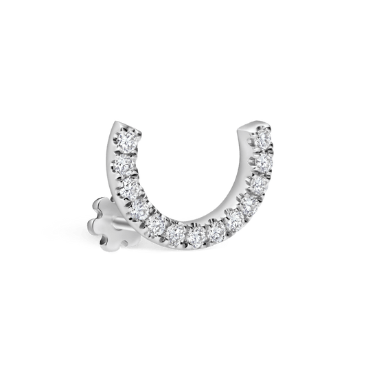 Prong Set Diamond Demi Eternity Threaded Stud Earring With Titanium Backing