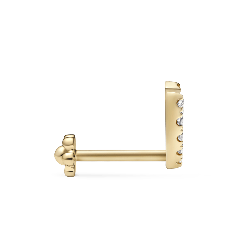 Prong Set Diamond Demi Eternity Threaded Stud Earring With Titanium Backing