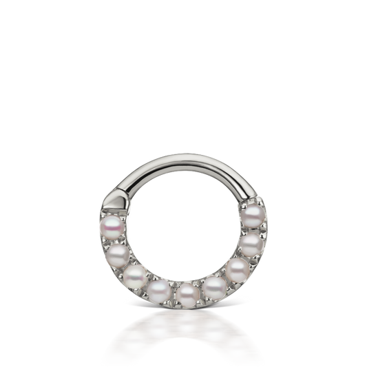 Pearl Horizontal Eternity Hoop Earring