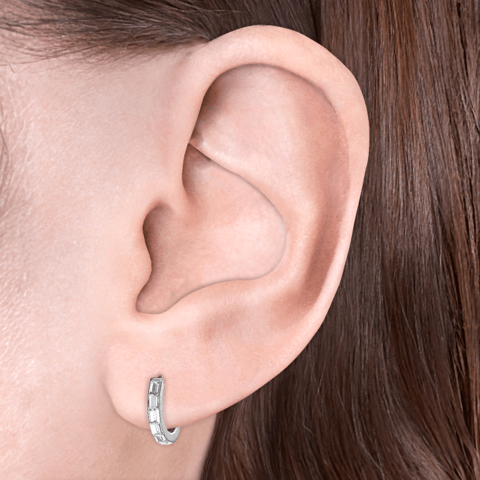 Invisible Set Baguette Diamond Eternity Hoop Earring