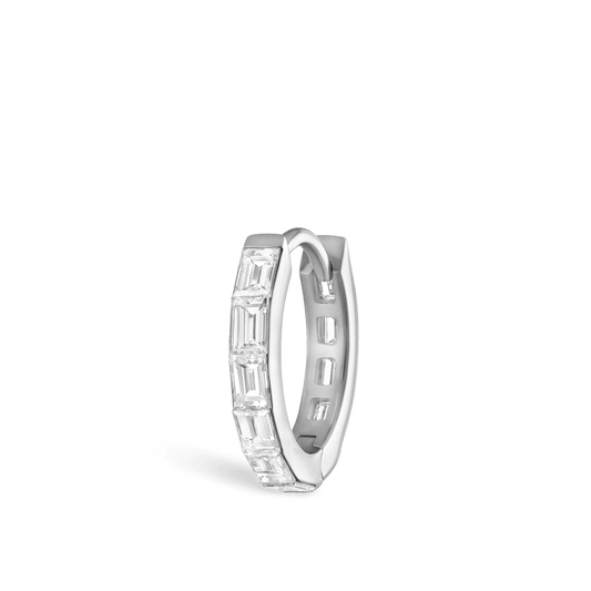 Invisible Set Baguette Diamond Eternity Hoop Earring
