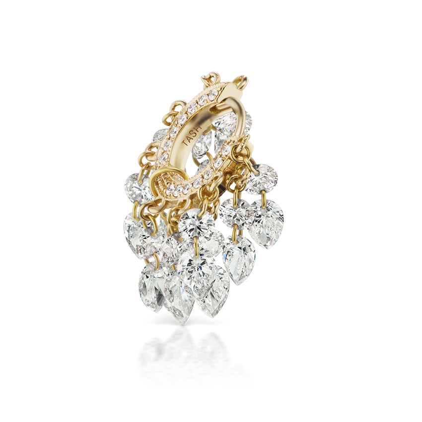 Floating Diamond Tassel Hoop Earring