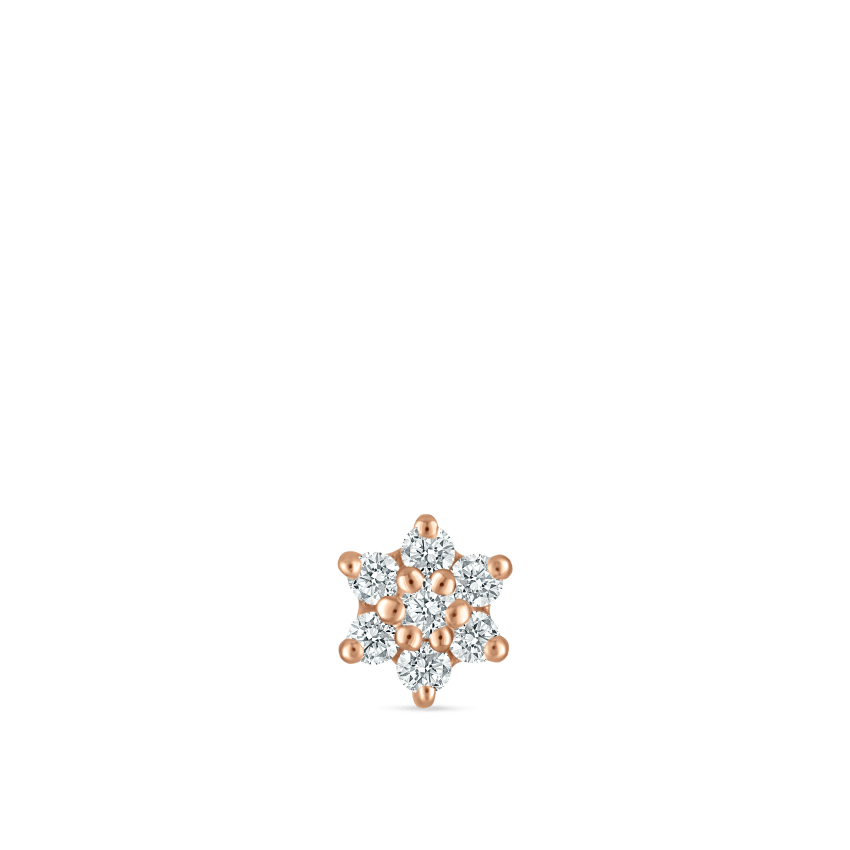 Diamond Flower Threaded Stud Earring With Titanium Backing