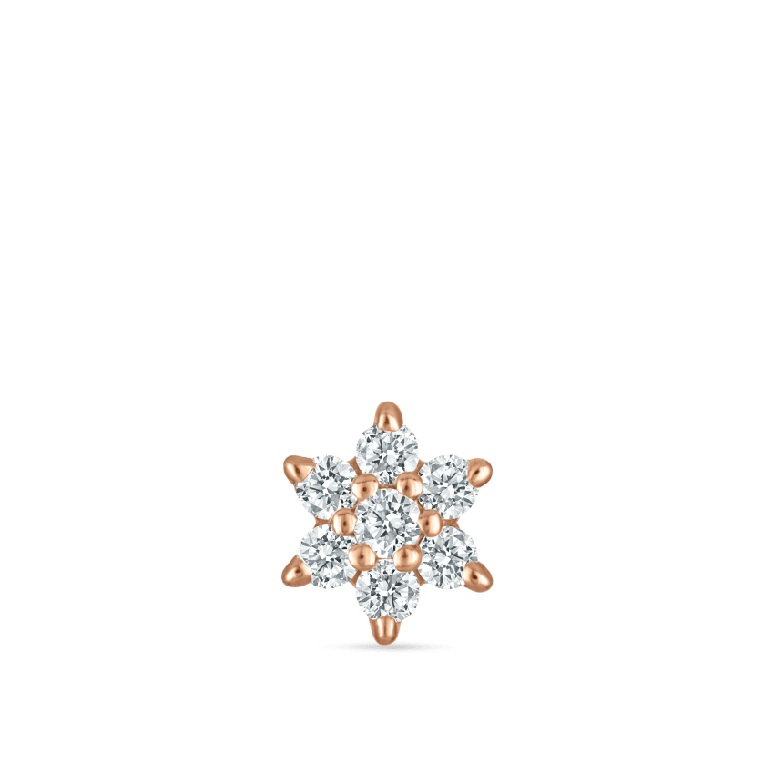 Diamond Flower Threaded Stud Earring With Titanium Backing