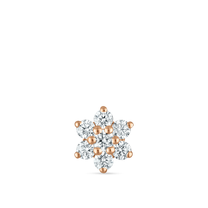 Diamond Flower Threaded Stud Earring With Titanium Backing