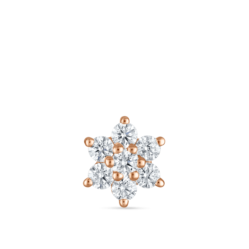 Diamond Flower Threaded Stud Earring With Titanium Backing