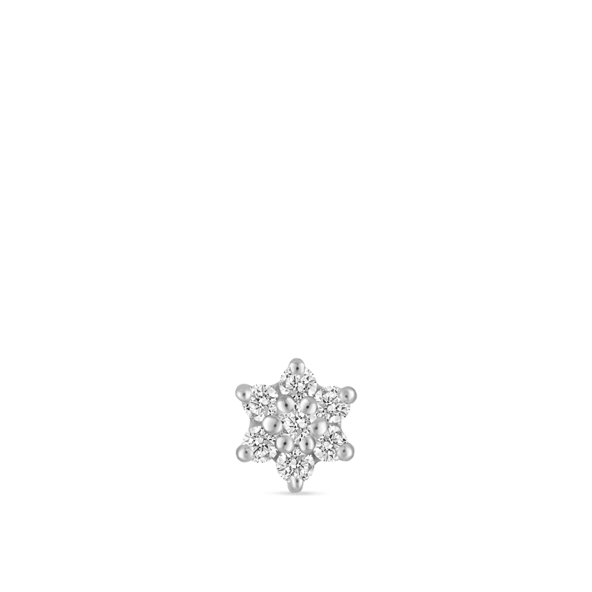 Diamond Flower Threaded Stud Earring With Titanium Backing