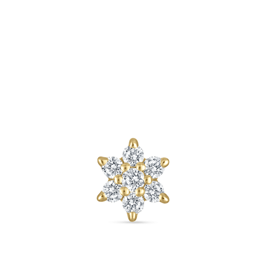 Diamond Flower Threaded Stud Earring With Titanium Backing