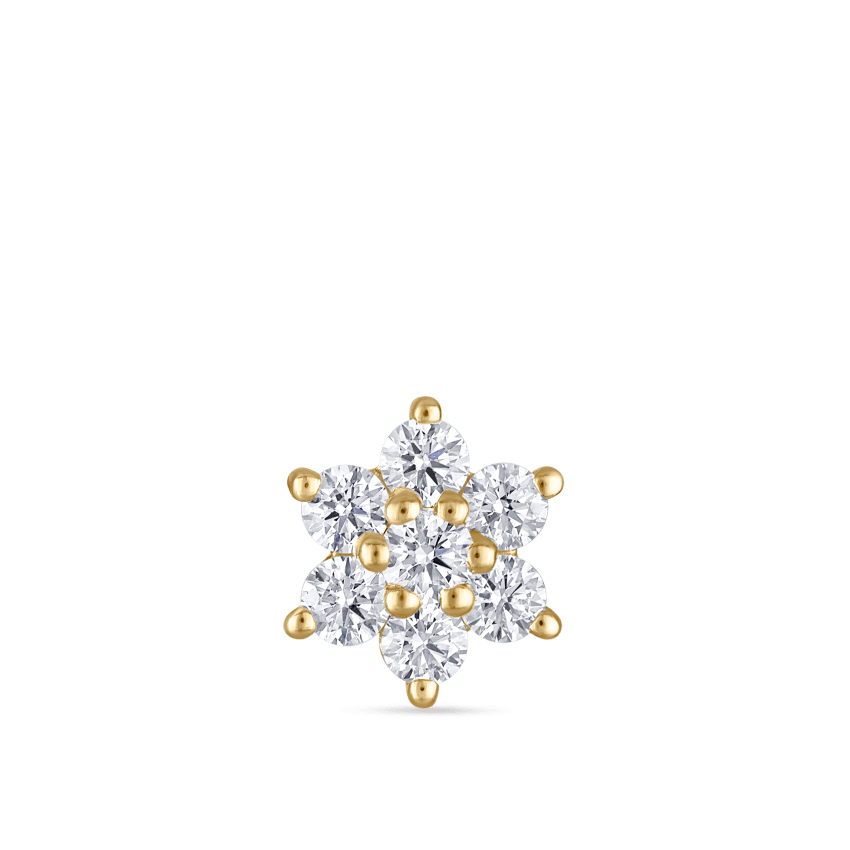 Diamond Flower Threaded Stud Earring With Titanium Backing