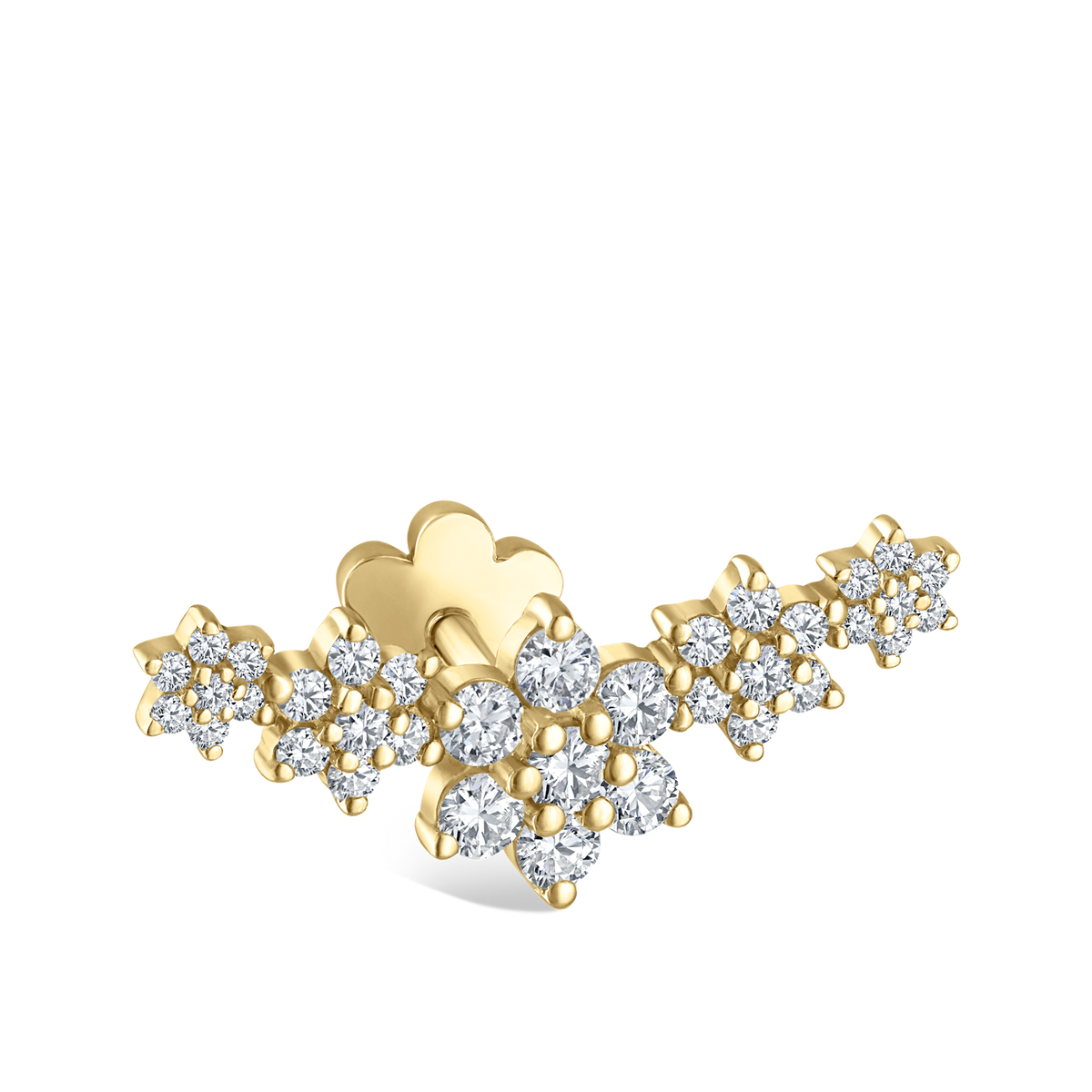 Five Flower Garland Diamond Threaded Stud Earring