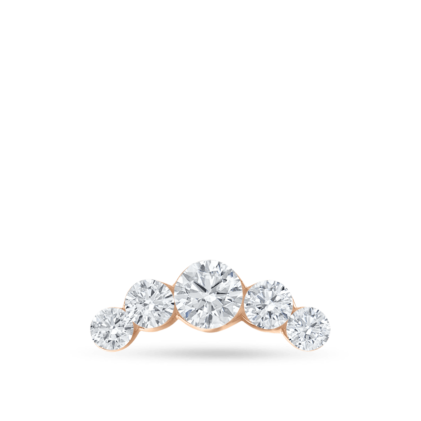 Invisible Set Five Diamond Open Curve Threaded Stud Earring