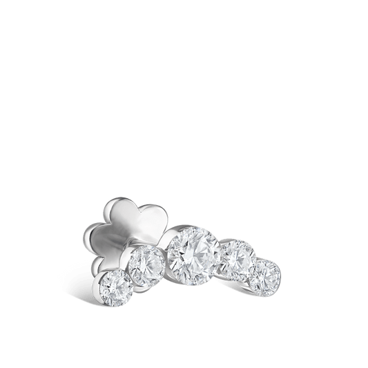 Invisible Set Five Diamond Open Curve Threaded Stud Earring