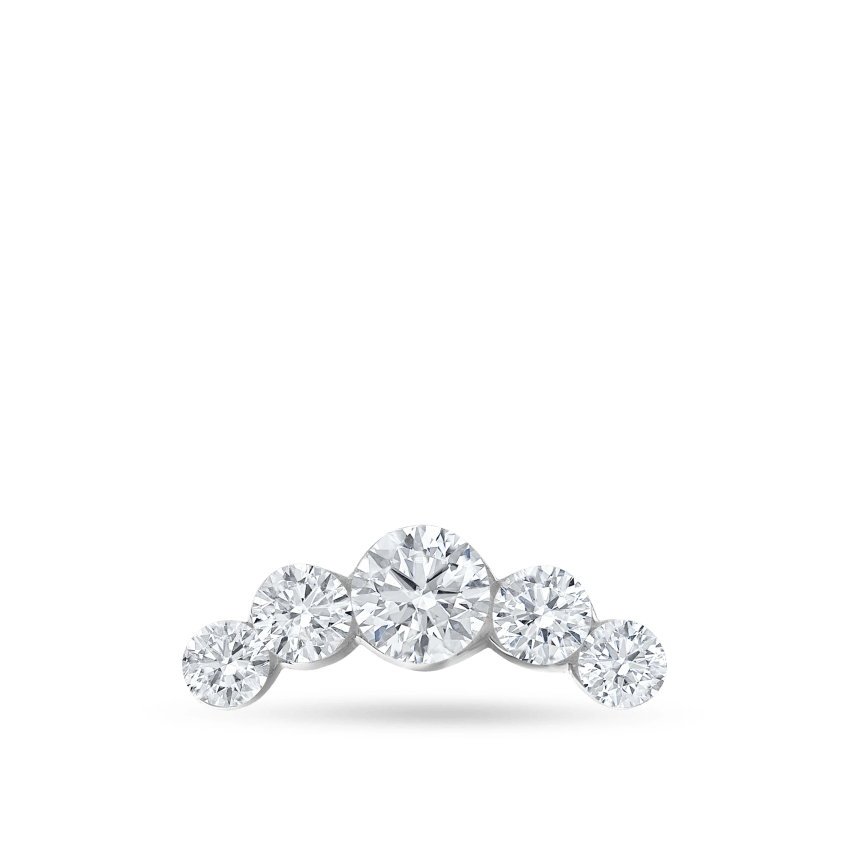 Invisible Set Five Diamond Open Curve Threaded Stud Earring
