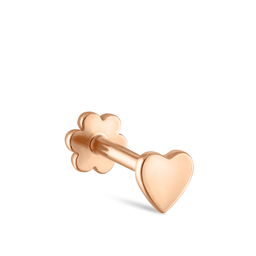 Heart Threaded Stud Earring With Titanium Backing