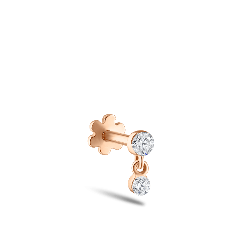 Invisible Set Diamond Dangle Threaded Stud Earring With Titanium Backing