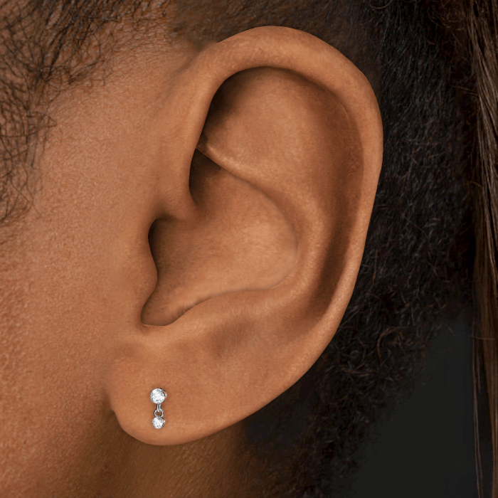 Invisible Set Diamond Dangle Threaded Stud Earring With Titanium Backing