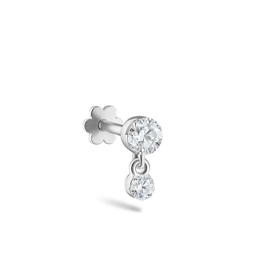Invisible Set Diamond Dangle Threaded Stud Earring With Titanium Backing