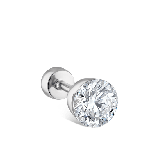 Invisible Diamond Threaded Stud Earring with Diamond Back