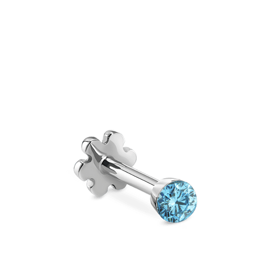 Invisible Set Light Blue Diamond Threaded Stud Earring With Titanium Backing