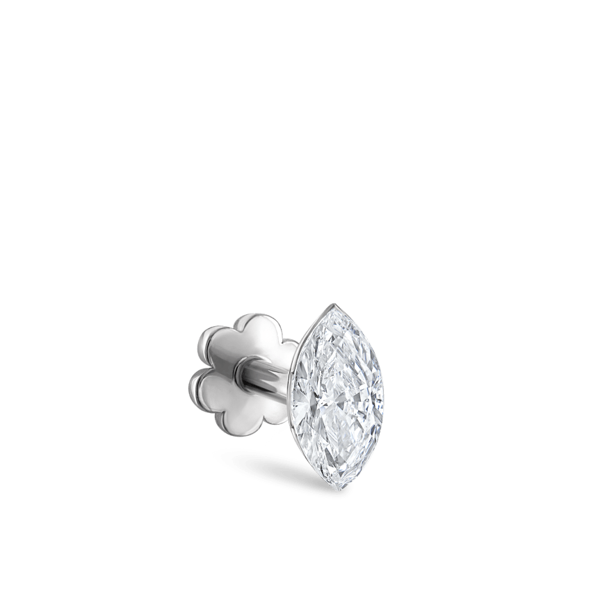 Invisible Set Diamond Marquise Threaded Stud Earring With Titanium Backing